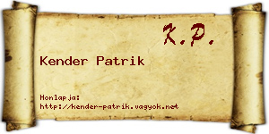 Kender Patrik névjegykártya